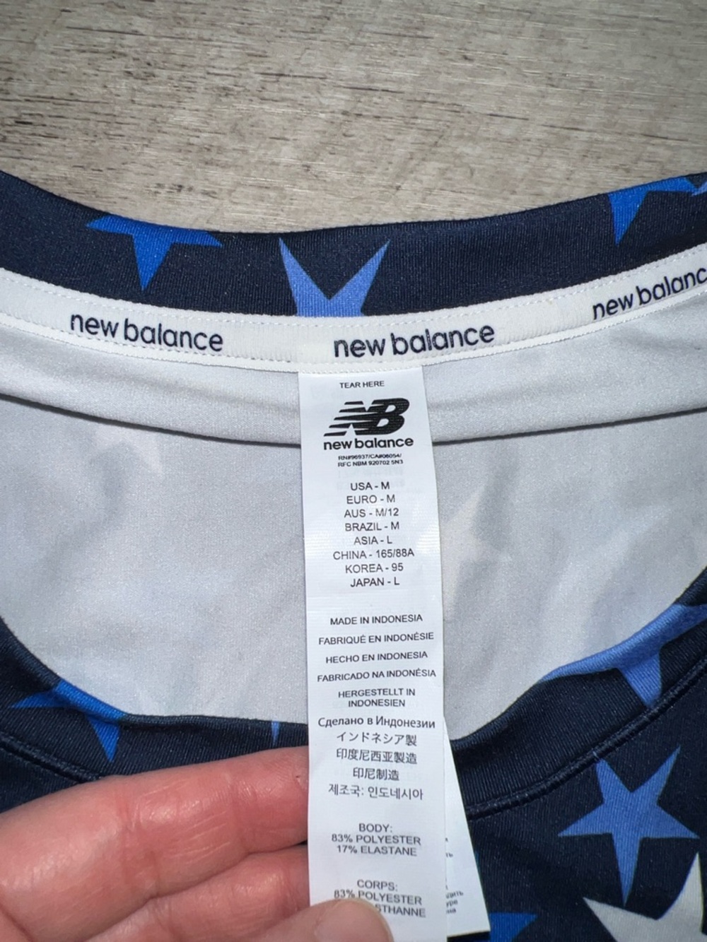 NEW J. Crew x New Balance Navy and White Star Long Sleeve Athletic Shirt - Picture 2 of 6